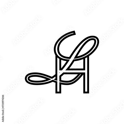 initial letter h with L script logo