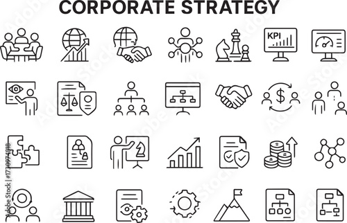 Corporate Strategy Icon Set