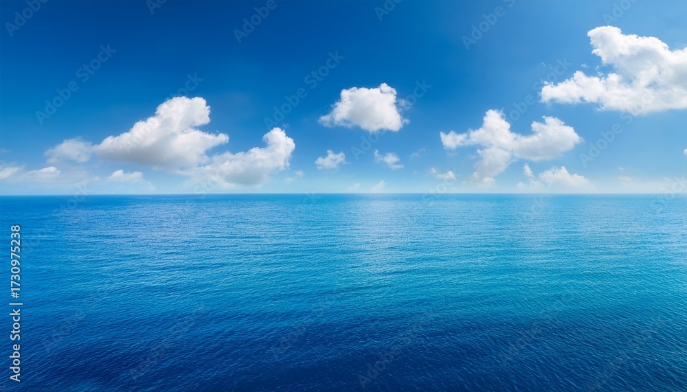 Obraz premium The Sea And Sky Scene With Blue Water And Scattered Clouds Soft Light Photorealistic