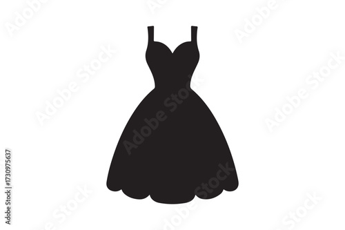 Elegant black silhouette of a strapless a line cocktail dress
