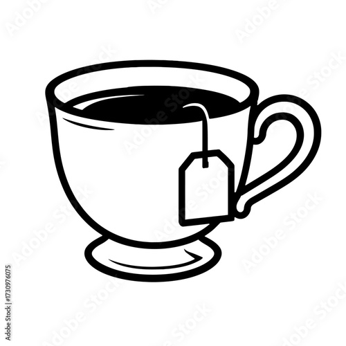 Tea Cup and Teabag Vector Icon - Hot Beverage and Morning Drink Graphic