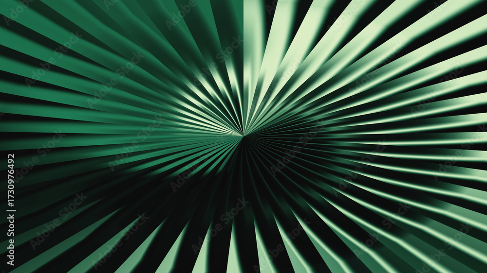 Obraz premium Abstract green background with radial lines converging to a central point, creating a dynamic and visually striking pattern for creative designs