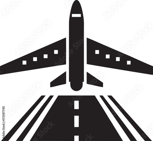 Airplane taking off from runway ready for travel journey transportation concept