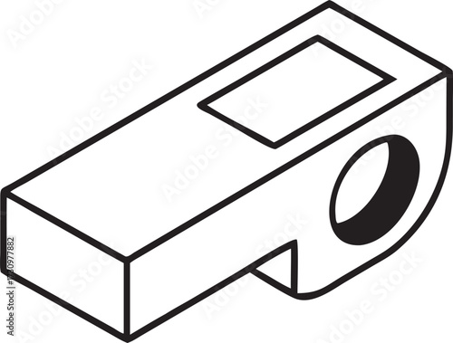 Simple 3d white object with recess and circular opening minimalist design