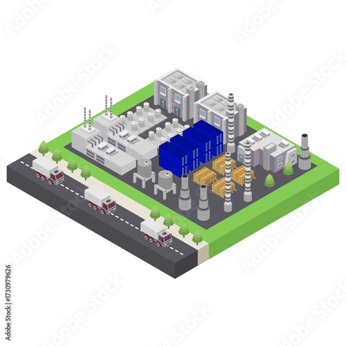 Factory and Warehouse Logistic Building Isometric