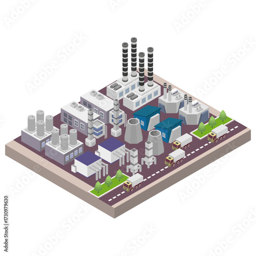 Factory and Warehouse Logistic Building Isometric