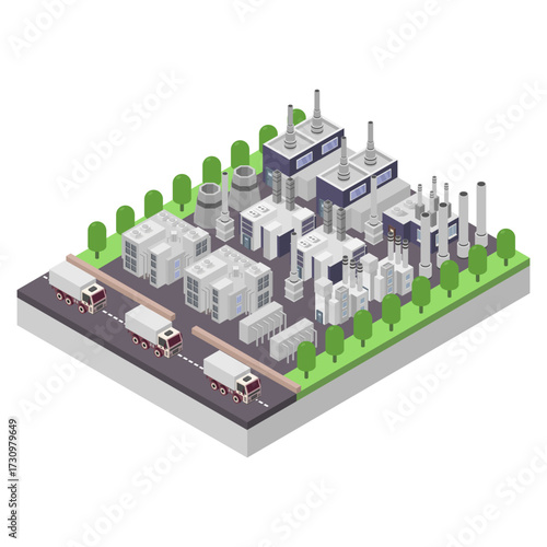 Factory and Warehouse Logistic Building Isometric