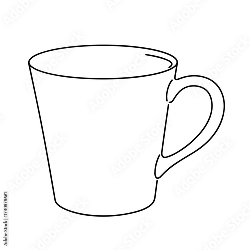Simple outline of a coffee cup with a handle in minimalist style  