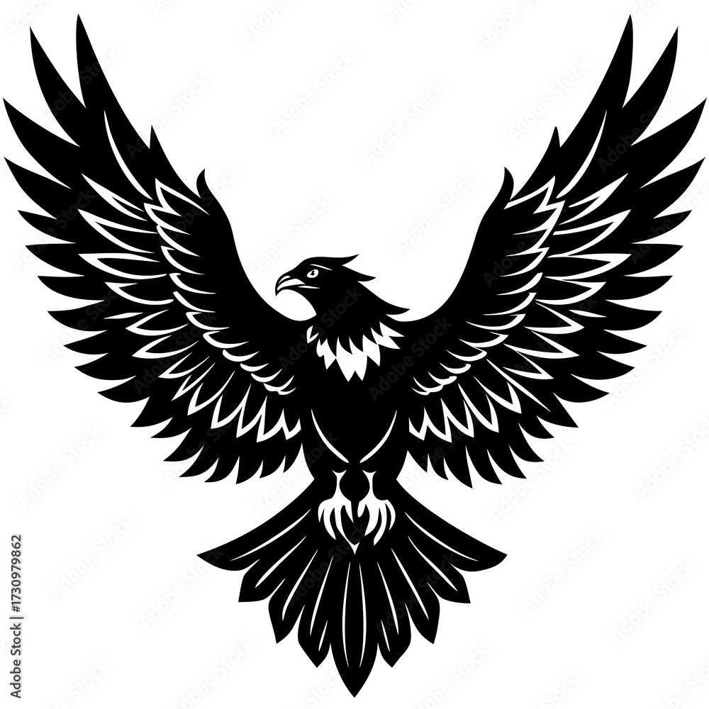 Obraz premium Soaring Eagle Silhouettes in Dynamic Flight Against White Background