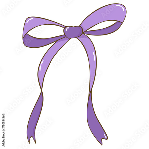 Hand drawn elegant purple bows and ribbons.