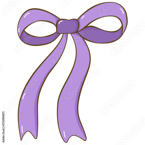 Hand drawn elegant purple bows and ribbons.