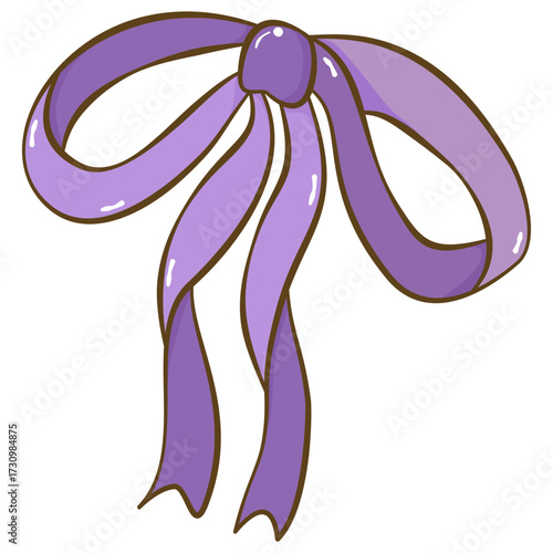 Hand drawn elegant purple bows and ribbons.