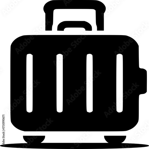 Simplified Travel Companion: A bold, graphic representation of a classic travel suitcase, conveying themes of adventure and the open road. 