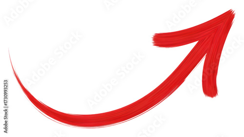 Hand drawn red arrow isolated on white background pointing up and to the right