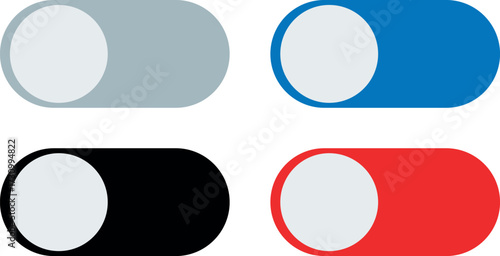 Modern On-Off Switch Button Icons, Toggle UI Elements Vector Illustration