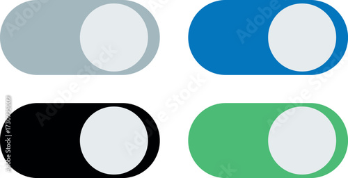 Modern On-Off Switch Button Icons, Toggle UI Elements Vector Illustration