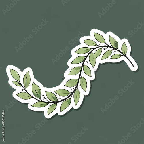 Olive Branch Sticker with Watercolor Style

