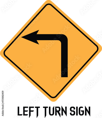 Free Download Yellow left turn road sign with text on white background traffic sign directional - GFXLoad