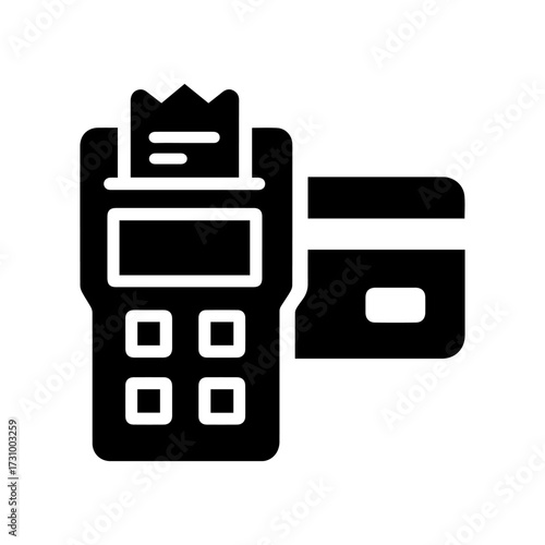 Contactless payment credit card icon or NFC smartphone via POS terminal icon isolated on white