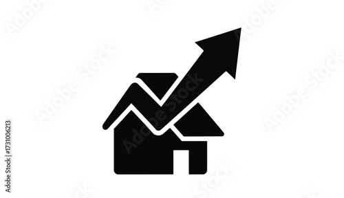 Real estate growth icon with upward arrow housing property