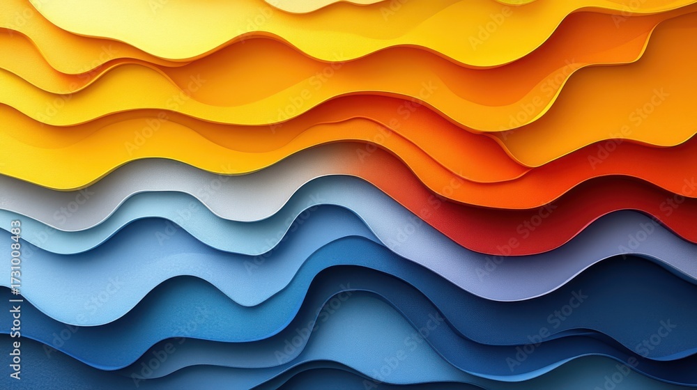 Fototapeta premium Colorful Waves of Paper Texture in Dynamic Layered Design
