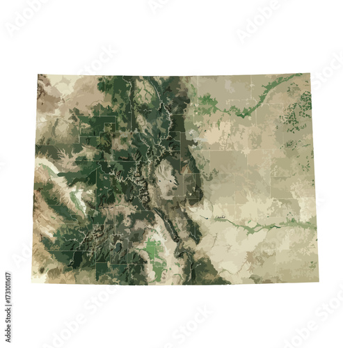 Colorado Map Vector – Realistic Landsat Satellite Style Illustration