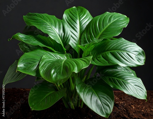 Lush green peace lily plant