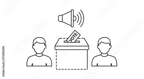 Vote election campaign announcement political process democracy voting rights civic duty loudspeaker people