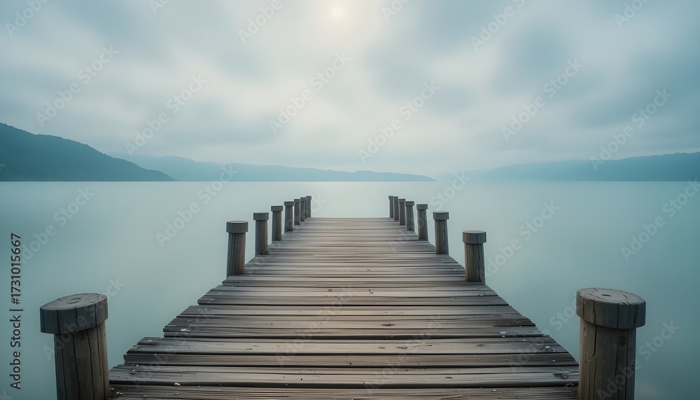 Fototapeta premium Peaceful dock with blurred dreamy background.