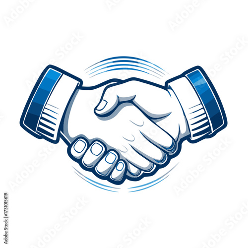 Business handshake between two professionals in blue color scheme  