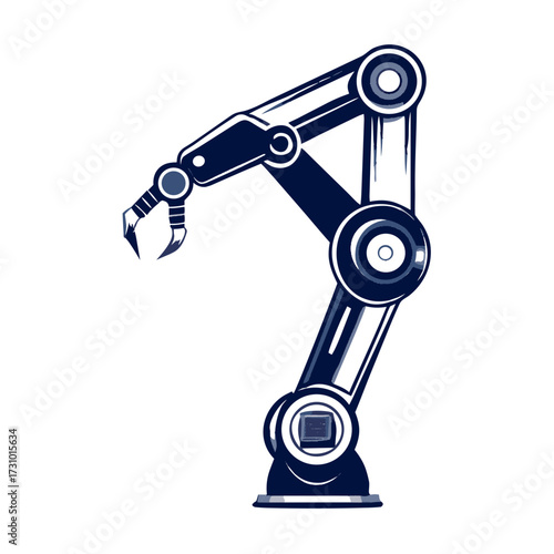 Industrial robotic arm in mechanical design with articulated joints  