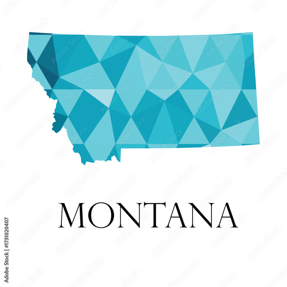 Fototapeta premium Montana state map – blue polygon low‑poly vector with outline