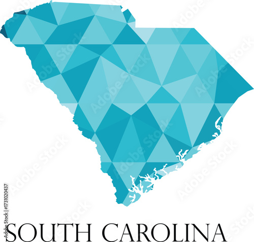 South Carolina Vector Map – Blue Low-Poly Texture
