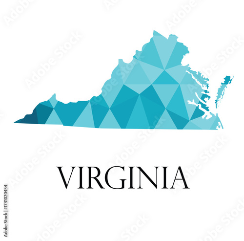 Virginia Vector Map – Blue Low-Poly Texture