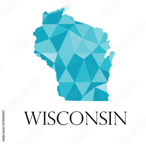 Wisconsin Vector Map – Blue Low-Poly Texture