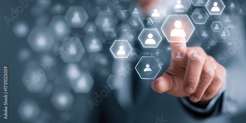 Wallpaper Mural A hand interacts with a digital network of user icons Torontodigital.ca