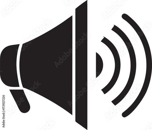 Loudspeaker sound waves symbol graphic amplification announcement message loud audio signal