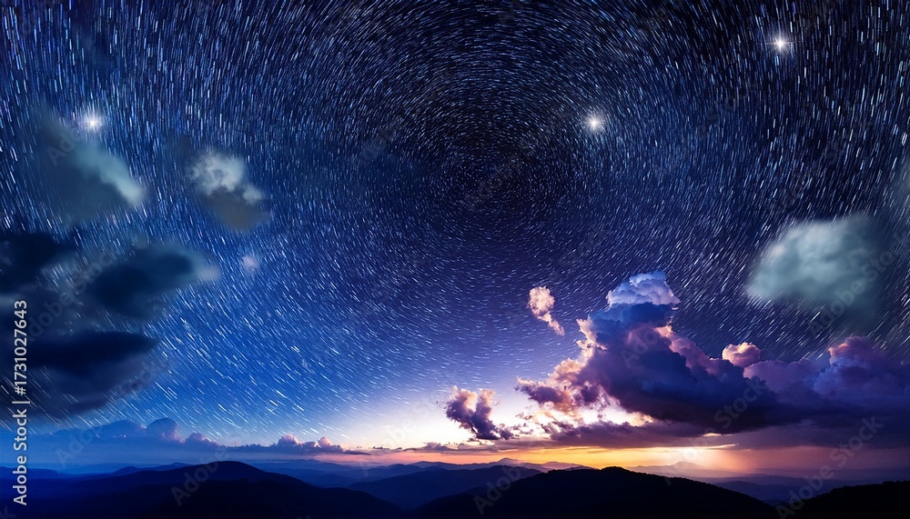 Fototapeta premium Beautiful Starry Sky With Clouds In The Night Night Sky Background