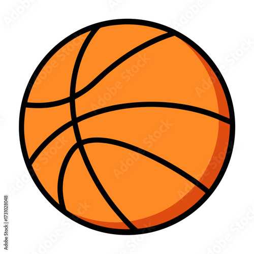 A vibrant basketball, in a simple and striking illustration, embodies the essence of sportsmanship, competition, and athleticism. The design celebrates the joy of the game. Generative AI