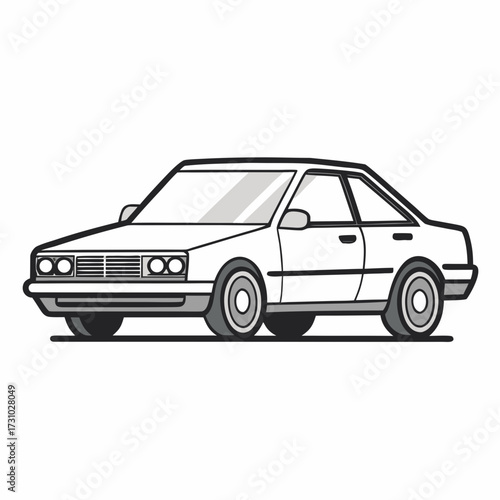 An illustration of a classic sedan car. Clean and simple design shows elegant and timeless vehicle. Generative AI