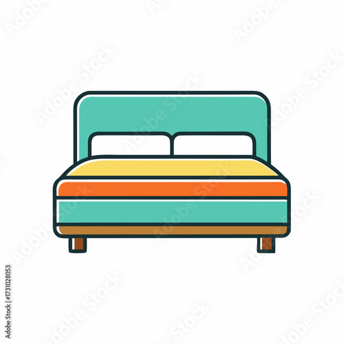 An inviting illustration of a bed, with soft colors, clean lines, and a sense of comfort, perfect for interior design concepts. Generative AI