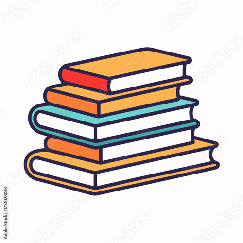 A stacked pile of colorful books, each spine meticulously illustrated with vibrant hues, showcasing the joy of reading. Generative AI
