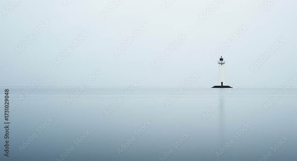 Fototapeta premium Lighthouse on calm water with tranquil atmosphere