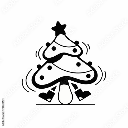 Christmas tree icon with decorations and playful design  