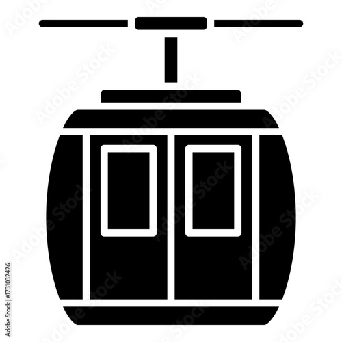 Gondola lift, cable car glyph solid icon