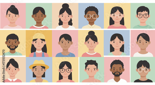 Set of Diverse Multicultural People Avatars