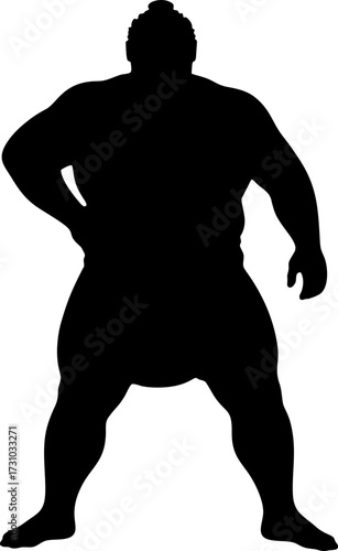 Silhouette of a Sumo athlete ready to compete