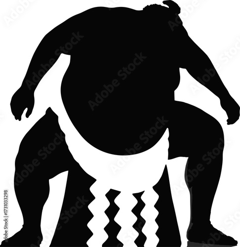 Silhouette of a Sumo athlete ready to compete