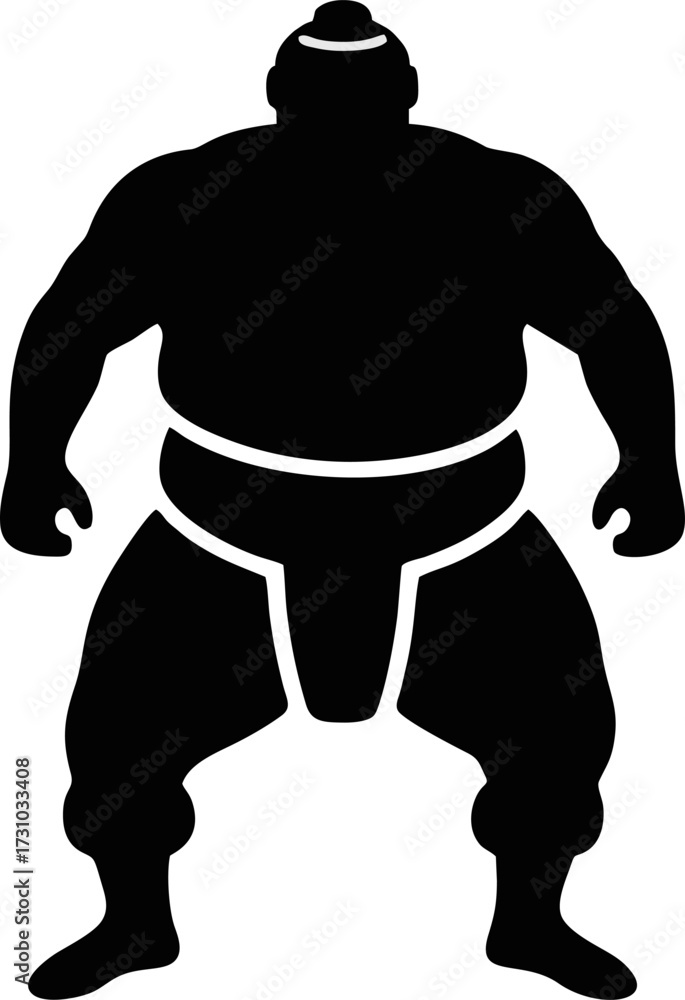 Fototapeta premium Silhouette of a Sumo athlete ready to compete