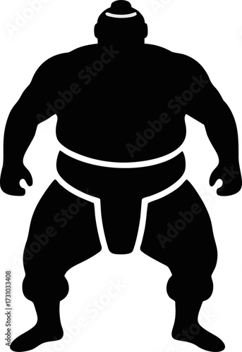 Silhouette of a Sumo athlete ready to compete